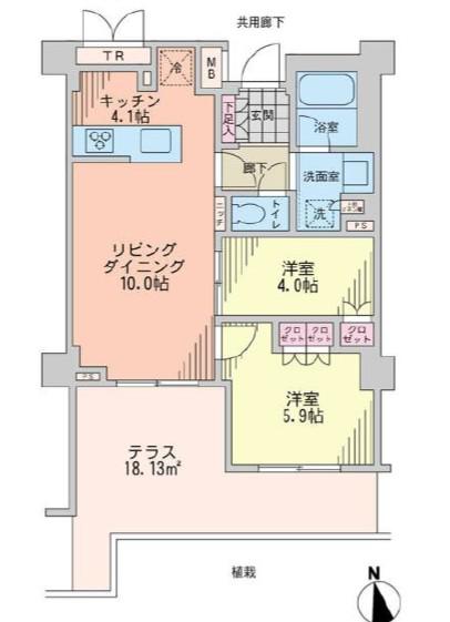 ブランズ本郷真砂(2LDK/1階)の間取り写真
