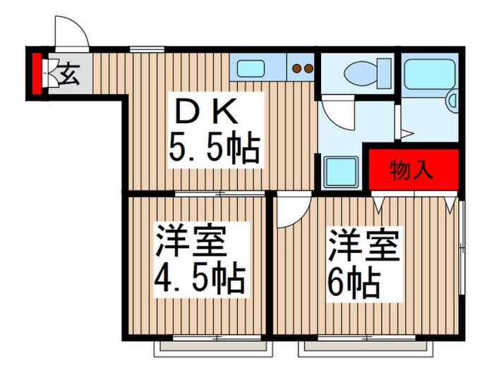 エルム中浦和(2DK/2階)の間取り写真