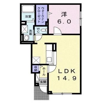 ベル・プロムナードIV(1LDK/1階)の間取り写真