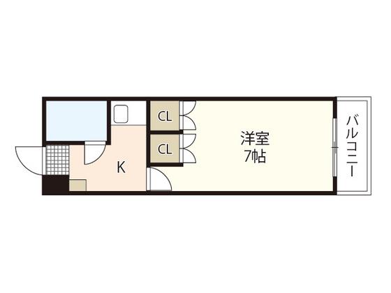 ハイツたかす(1K/4階)の間取り写真