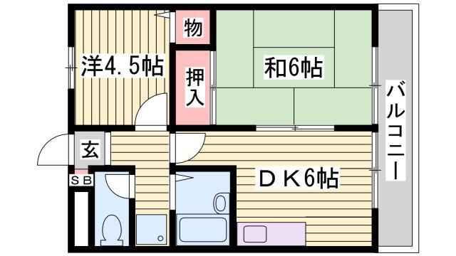 フローラルハイツダイキI(2DK/3階)の間取り写真