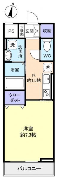 プログレス花通(1K/3階)の間取り写真