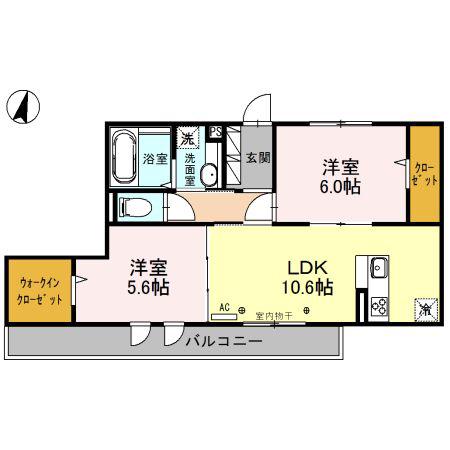 ルピネス(2LDK/2階)の間取り写真