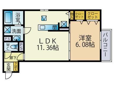 ベルコート下ノ沢 野洲市野洲(1LDK/1階)の間取り写真
