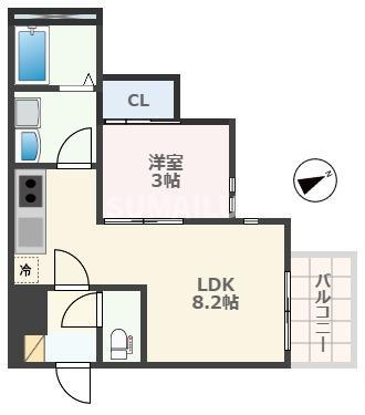R-SMART花園3(1LDK/1階)の間取り写真