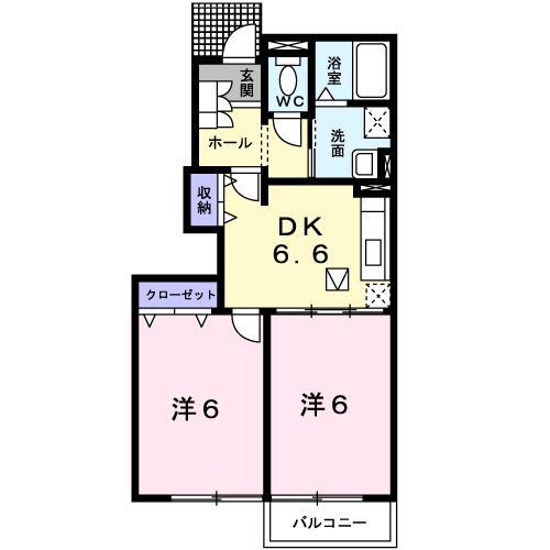 クレストール24C(2DK/1階)の間取り写真