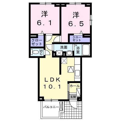 サニーコートヴィラ A(2LDK/1階)の間取り写真