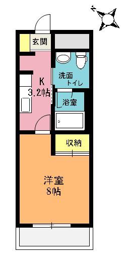 マルイチパラッツォエスト(1K/1階)の間取り写真