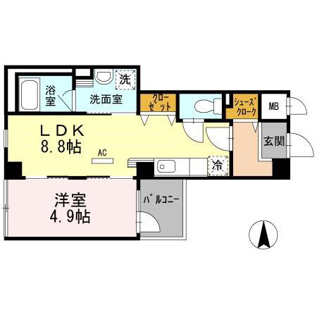 レジデンス高科(1LDK/3階)の間取り写真