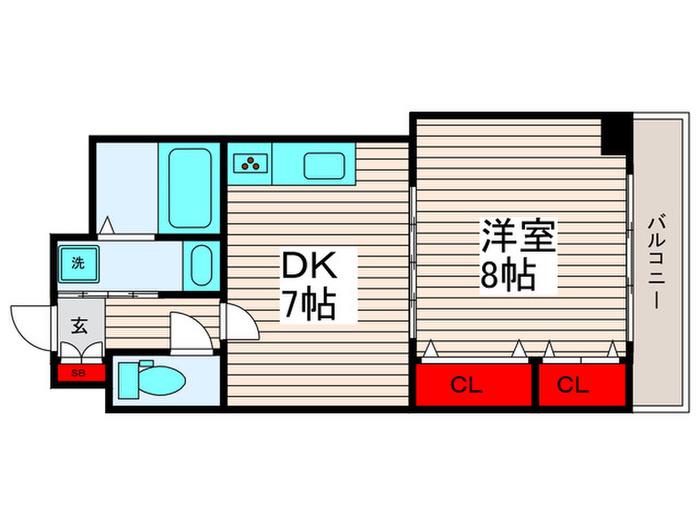 メゾンピオニー大師前(1DK/7階)の間取り写真