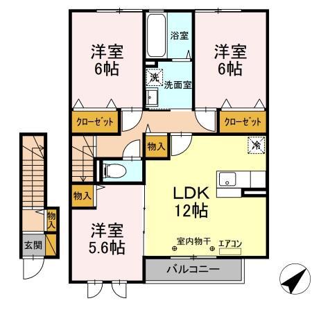ルミエールA棟(3LDK/2階)の間取り写真