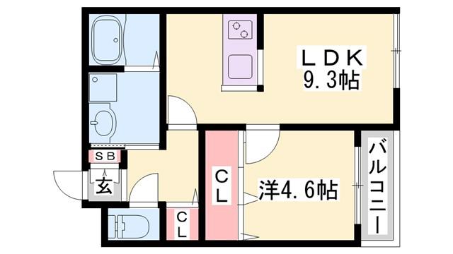 BLUE GRASS(1LDK/3階)の間取り写真