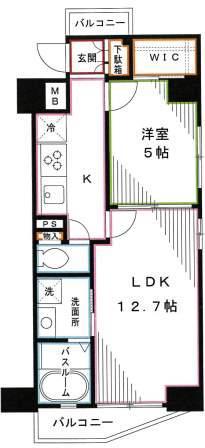 プラウドフラット東中野(1LDK/3階)の間取り写真