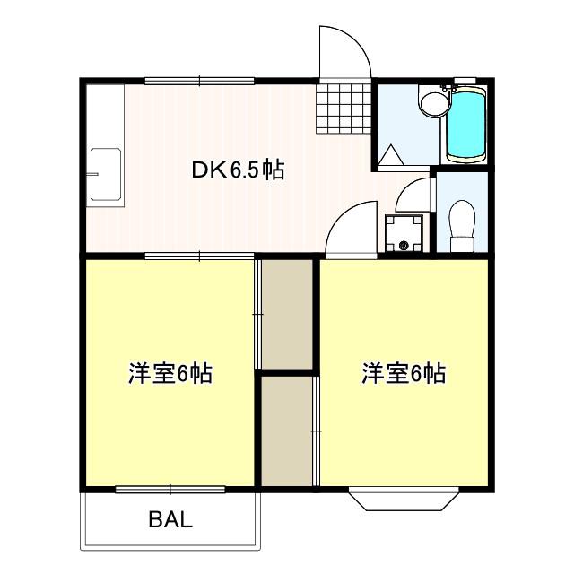 ビレッジメゾン美山(2DK/1階)の間取り写真