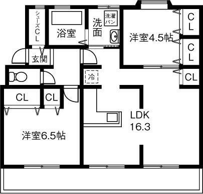 ファミール柏原(2LDK/4階)の間取り写真