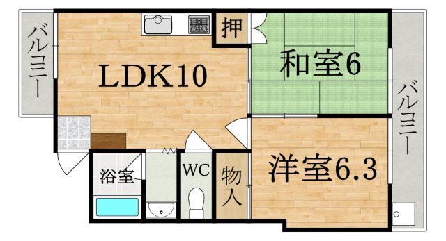 ザ・ノウブルマンション貴人館(2LDK/3階)の間取り写真
