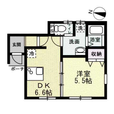 RE春日部姫宮(1DK/1階)の間取り写真