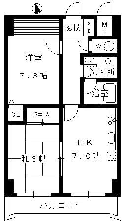 パラッツオツルヤ(2DK/5階)の間取り写真