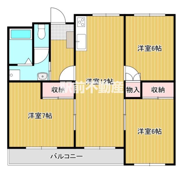 サルヴァトーレ大牟田(3LDK/4階)の間取り写真