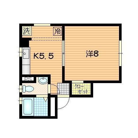 コーポアダマス(1K/2階)の間取り写真