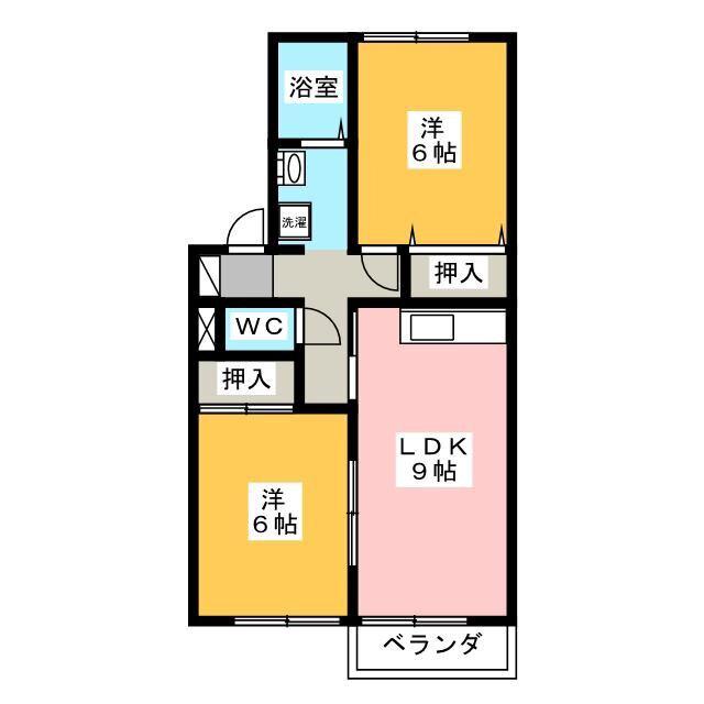 エスポワール高山(2LDK/2階)の間取り写真