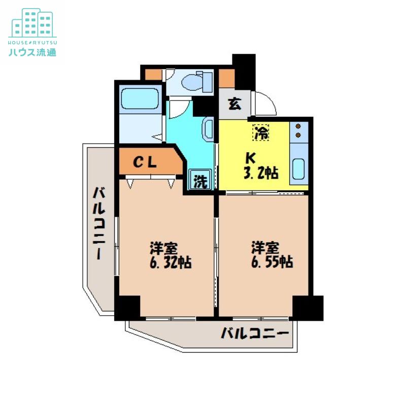 ウィング弐号舘(2K/10階)の間取り写真