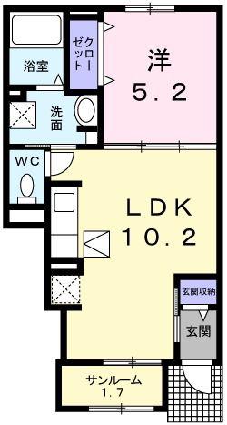 メゾン・アルテミス(1LDK/1階)の間取り写真
