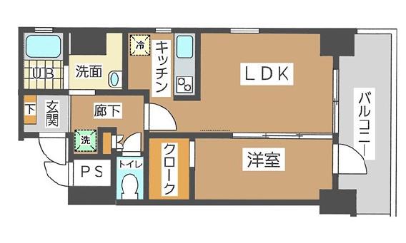 FLEUR GYOEN/フルール御苑(1LDK/8階)の間取り写真