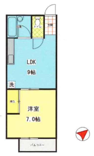 メイプル柳瀬川(1DK/1階)の間取り写真