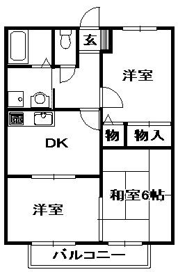 ボナール北六甲(3K/1階)の間取り写真