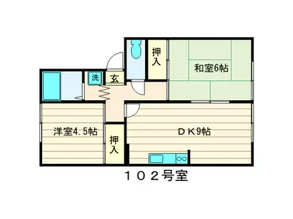 カワイハイムIII(2DK/1階)の間取り写真