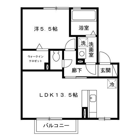 ルーチェ・28D(1LDK/2階)の間取り写真