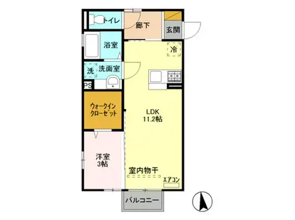 ラヴェール天川原(1LDK/1階)の間取り写真