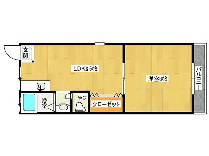 コーポレックス(1LDK/2階)の間取り写真
