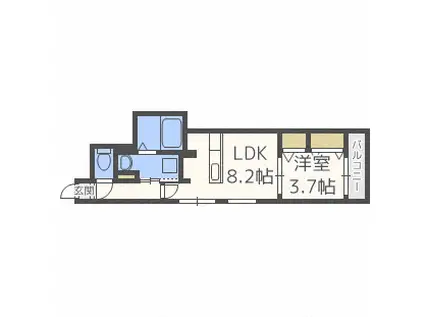 ラグゼ北大前(1LDK/2階)の間取り写真
