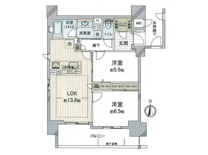 プレサンスロジェ本町(2LDK/12階)の間取り写真
