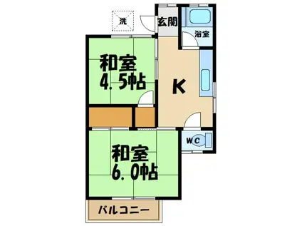 阿川アパート(2K/2階)の間取り写真