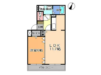 ドリームタウン三和B(1LDK/1階)の間取り写真