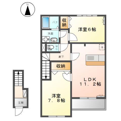 エクセルハイム(2LDK/2階)の間取り写真