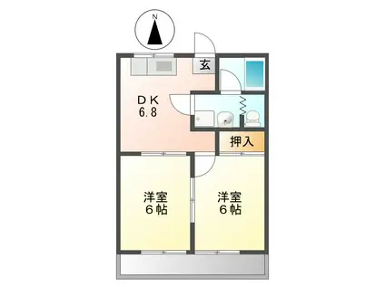 南郊シティハイツ(2DK/4階)の間取り写真