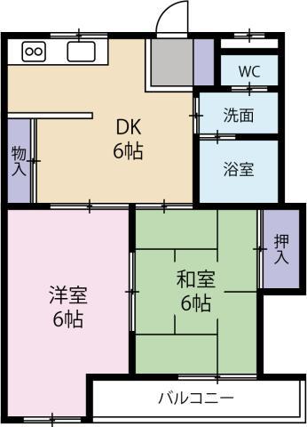 第2南昭ハイツ(2DK/1階)の間取り写真