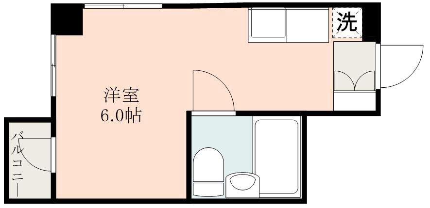 パークサイド鹿児島(ワンルーム/2階)の間取り写真