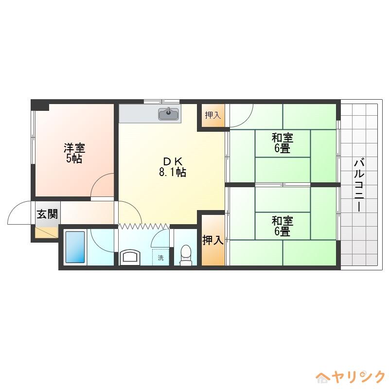 ジュネス21(3LDK/4階)の間取り写真