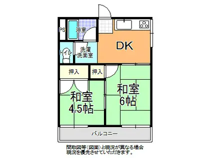 石川レジデンス(2DK/2階)の間取り写真