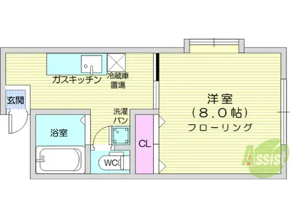 レジデンス越後(1K/1階)の間取り写真