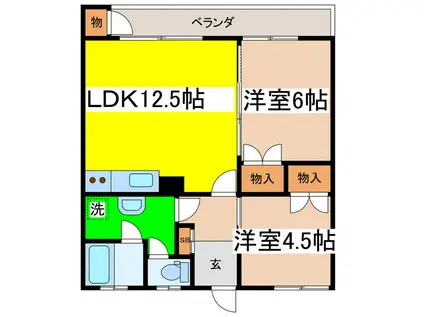 深瀬マンション(2LDK/2階)の間取り写真