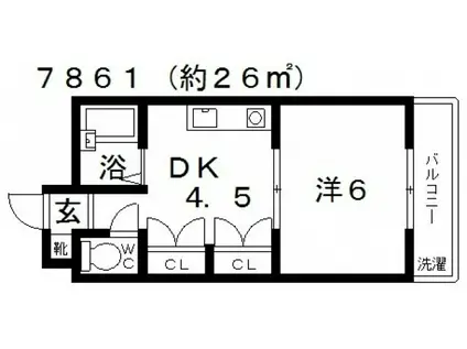 マツダ21天美(1DK/1階)の間取り写真