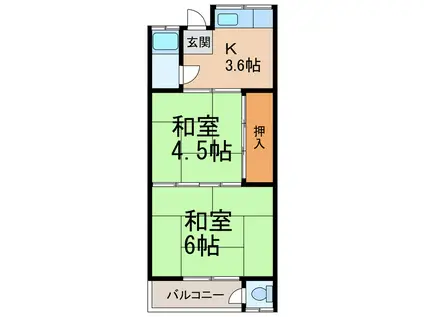 乙井マンション(2K/2階)の間取り写真