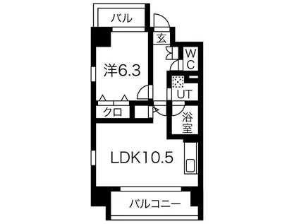 ファインコート(1LDK/9階)の間取り写真