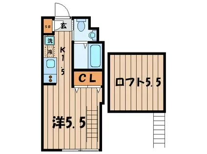 レスク中目黒アパ-トメント(1K/2階)の間取り写真